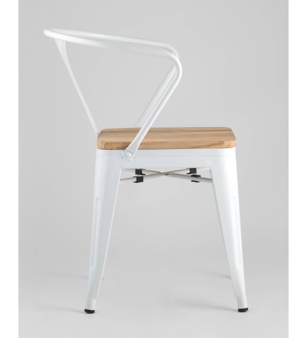 Стул TOLIX ARM WOOD с подлокотниками белый