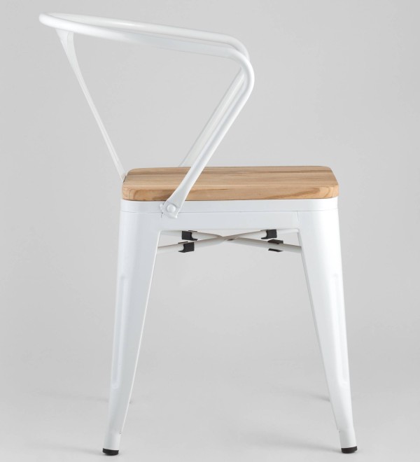 Стул TOLIX ARM WOOD с подлокотниками белый