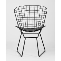 Стул обеденный Bertoia черный с черной подушкой 4 шт