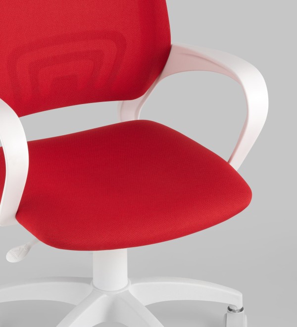 Кресло офисное TopChairs ST-BASIC-W красная ткань крестовина белый пластик