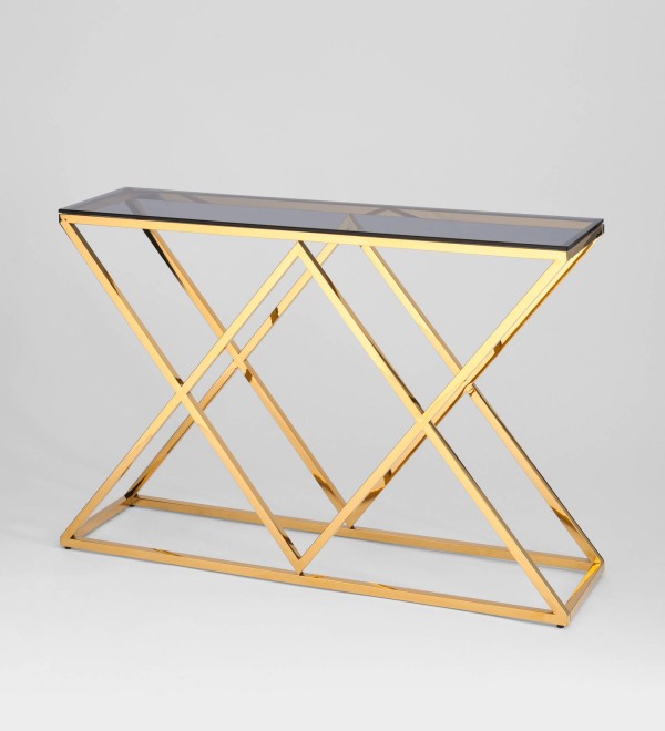 Консоль ИНСИГНИЯ 115*30 золото стекло smoke