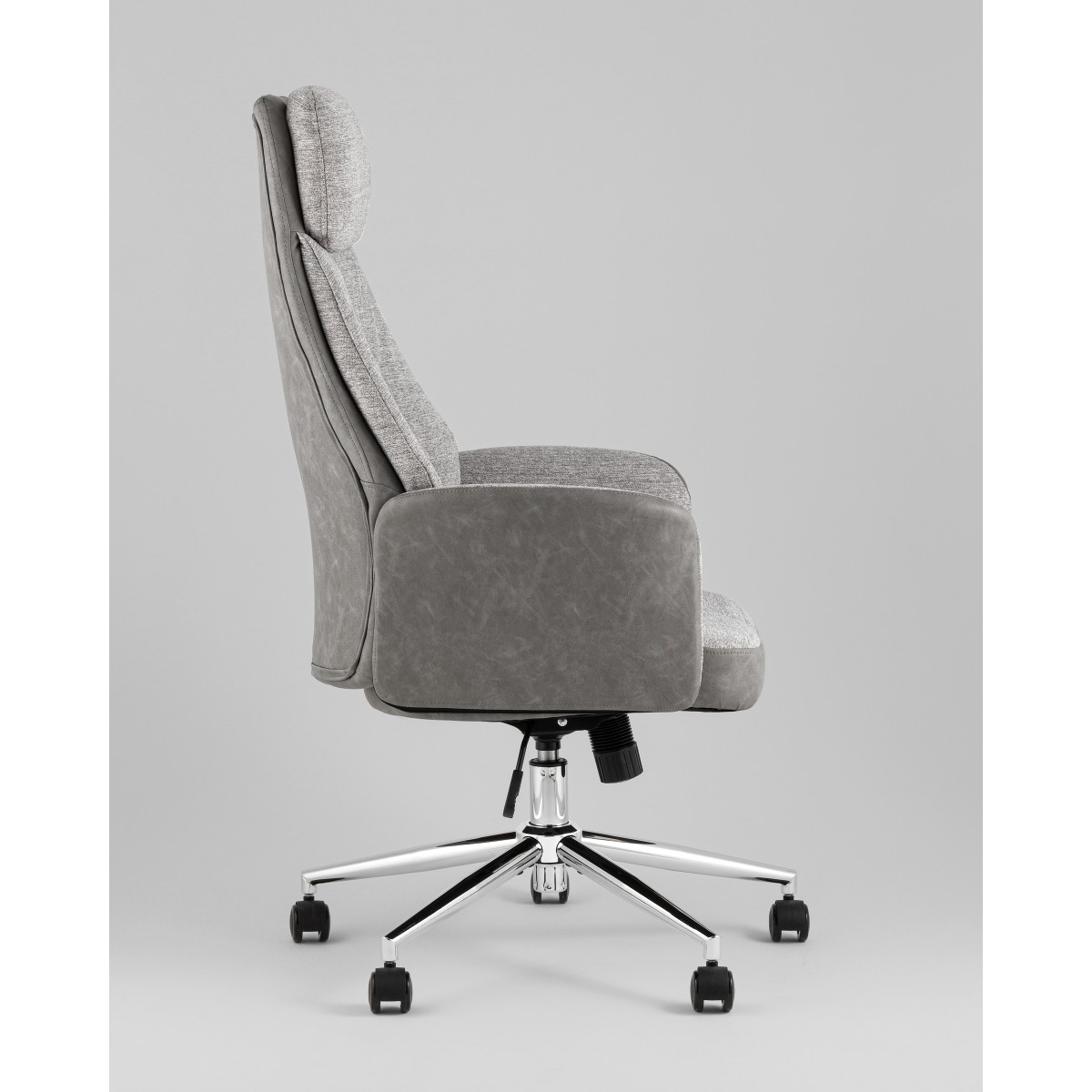 Кресло офисное TopChairs Neoma светло-серый экокожа ткань