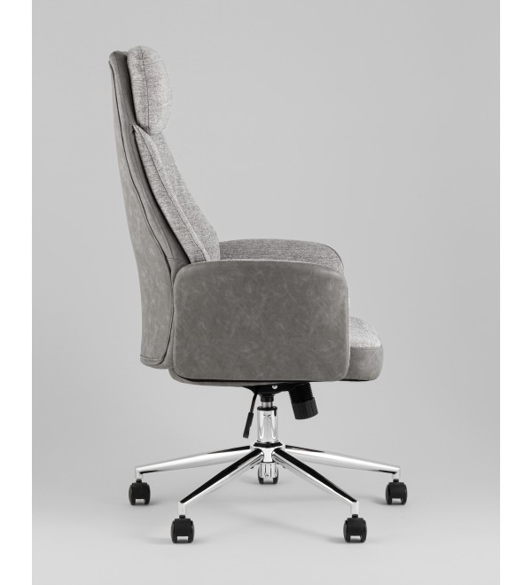 Кресло офисное TopChairs Neoma светло-серый экокожа ткань
