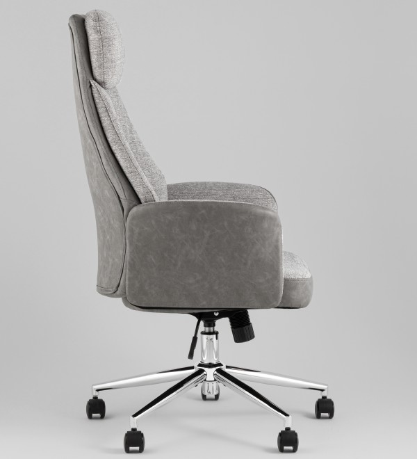 Кресло офисное TopChairs Neoma светло-серый экокожа ткань