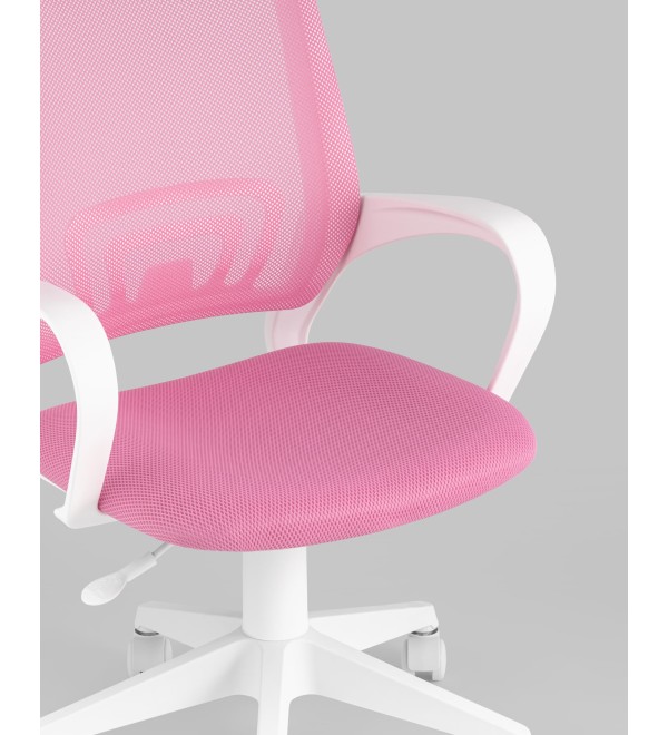 Кресло офисное TopChairs ST-BASIC-W розовый крестовина пластик белый
