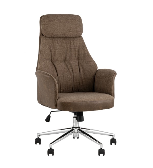 Кресло офисное TopChairs Neoma коричневый экокожа ткань