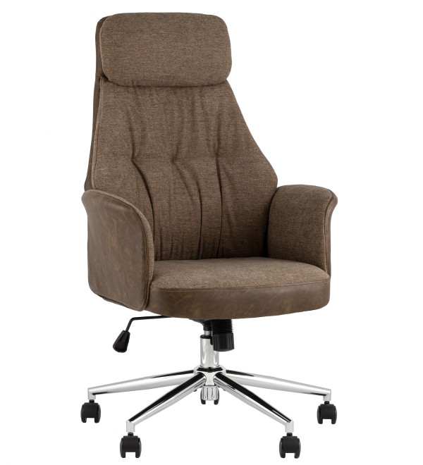 Кресло офисное TopChairs Neoma коричневый экокожа ткань
