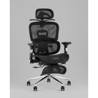 Кресло офисное TopChairs Stich с оттоманкой, черный
