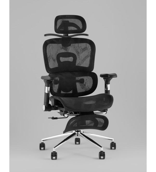 Кресло офисное TopChairs Stich с оттоманкой, черный