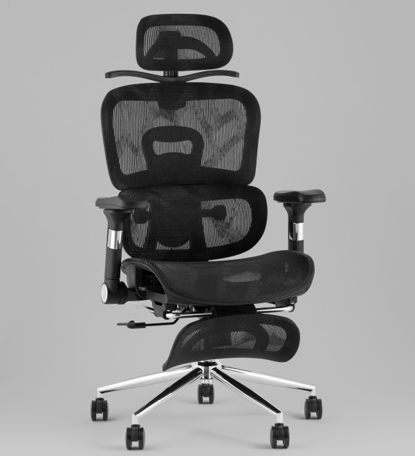 Кресло офисное TopChairs Stich с оттоманкой, черный