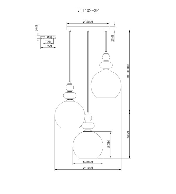 Светильник подвесной Moderli V11402-3P Tamina