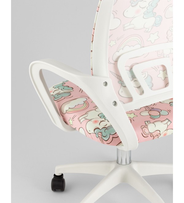 Кресло офисное TopChairs Simple SN Junior принт Unicorns пластик белый