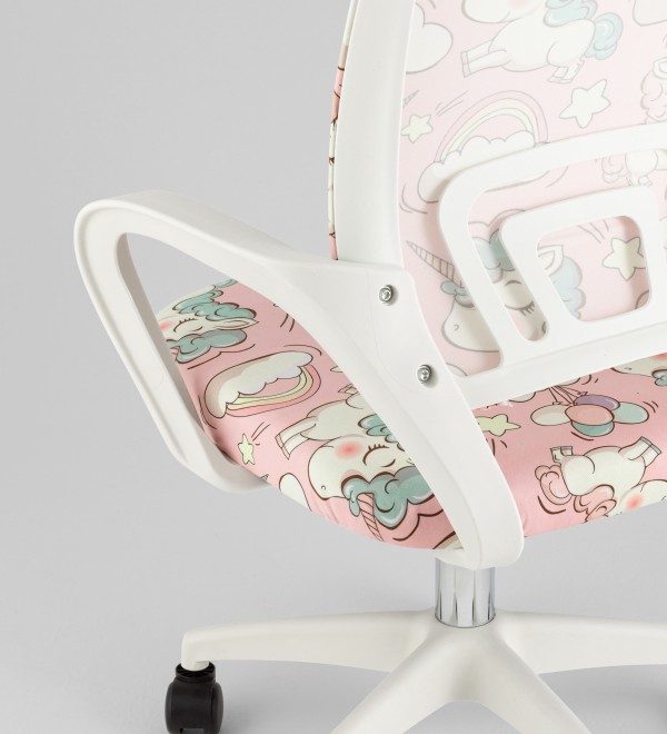 Кресло офисное TopChairs Simple SN Junior принт Unicorns пластик белый