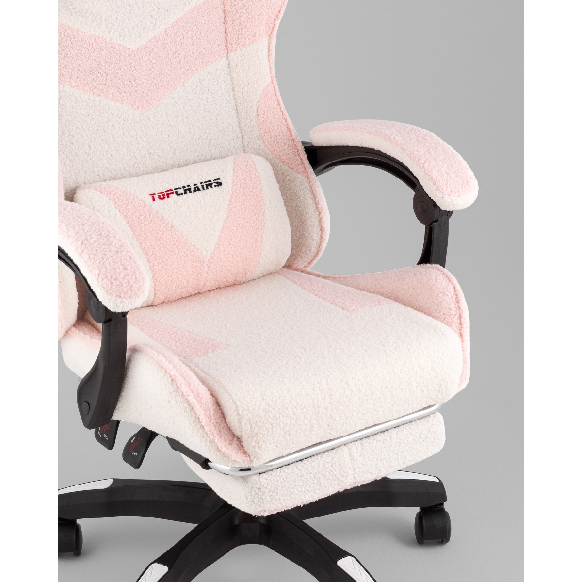 Кресло спортивное TopChairs MG-7019 букле бело-розовый