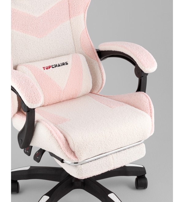 Кресло спортивное TopChairs MG-7019 букле бело-розовый