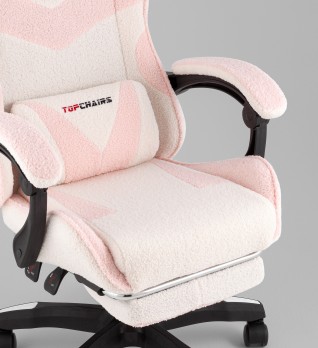 Кресло спортивное TopChairs MG-7019 букле бело-розовый