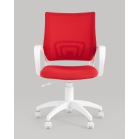 Кресло офисное TopChairs ST-BASIC-W красная ткань крестовина белый пластик