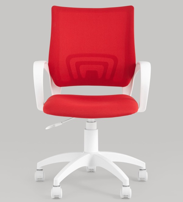 Кресло офисное TopChairs ST-BASIC-W красная ткань крестовина белый пластик