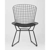 Стул обеденный Bertoia черный с черной подушкой 4 шт