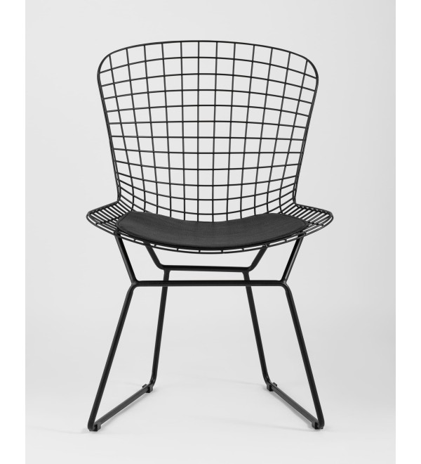Стул обеденный Bertoia черный с черной подушкой 4 шт