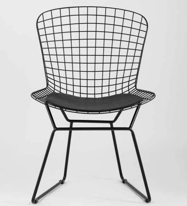Стул обеденный Bertoia черный с черной подушкой 4 шт