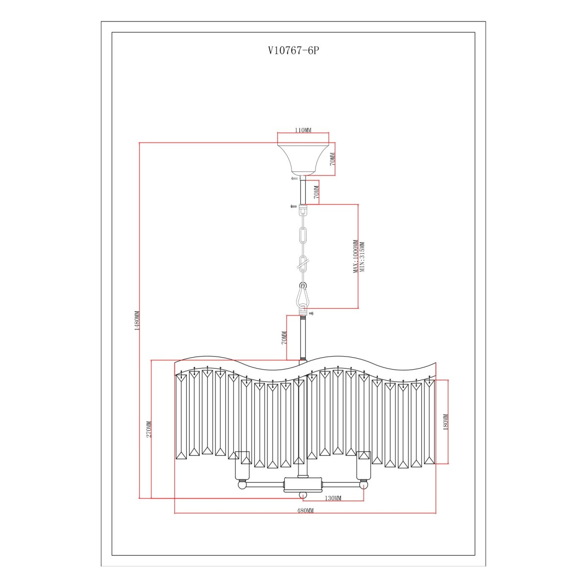 Люстра подвесная Moderli V10767-6P Wave