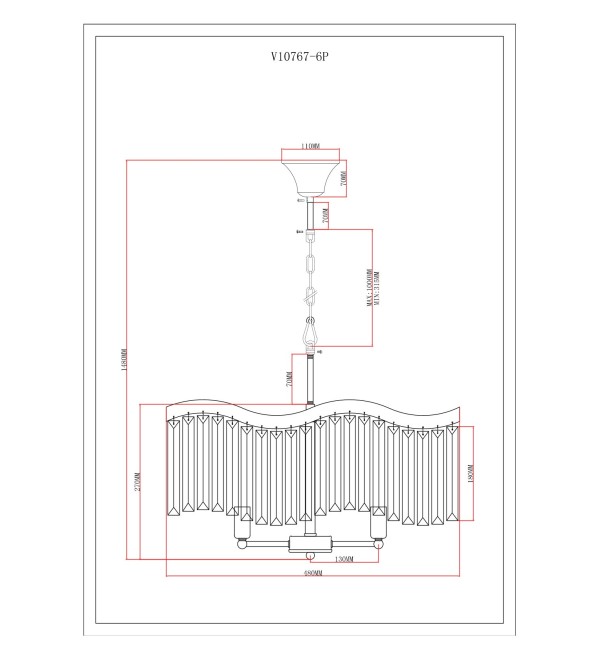 Люстра подвесная Moderli V10767-6P Wave