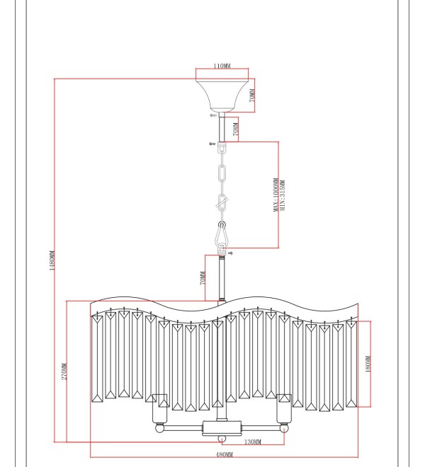 Люстра подвесная Moderli V10767-6P Wave