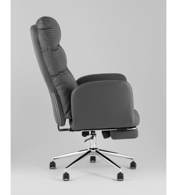 Кресло руководителя TopChairs Solid NC с оттоманкой серый
