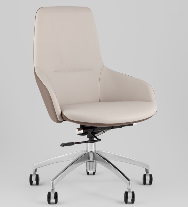 Кресло офисное TopChairs Soulo светло-серый, коричневый