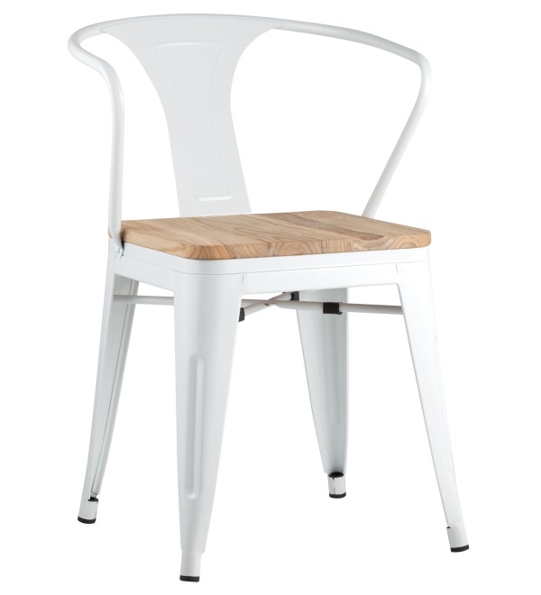 Стул TOLIX ARM WOOD с подлокотниками белый