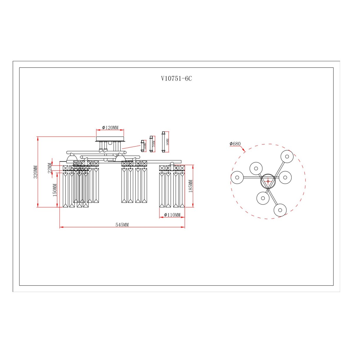 Люстра потолочная Moderli V10751-6C Everly