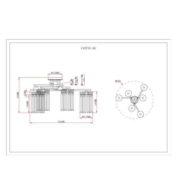 Люстра потолочная Moderli V10751-6C Everly
