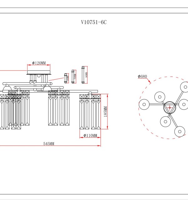 Люстра потолочная Moderli V10751-6C Everly