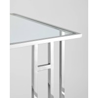 Журнальный столик 50*32 БОСТОН прозрачное стекло сталь серебро