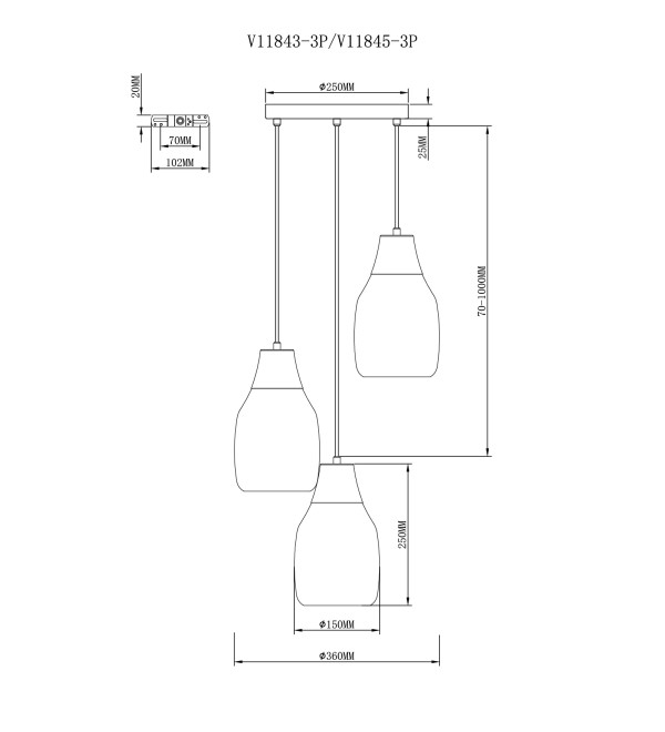 Светильник подвесной Moderli V11845-3P Adalina