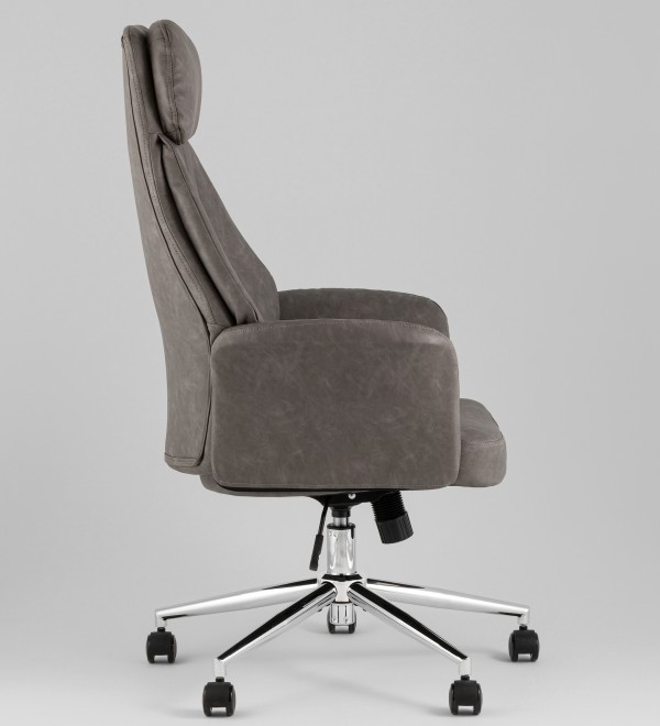 Кресло офисное TopChairs Neoma серый экокожа