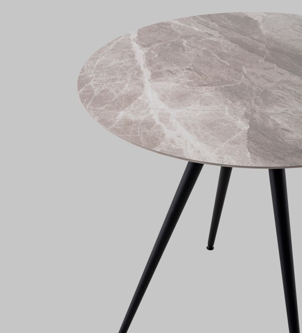 Стол Ники круглый столешница керамика Italian light grey 900