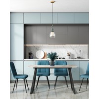 Стол обеденный Vermont 140*80 см керамика светлая ножки черные