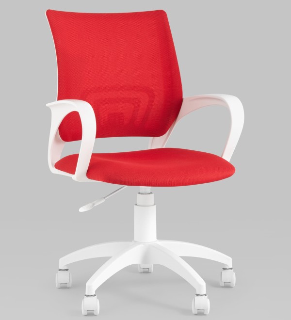 Кресло офисное TopChairs ST-BASIC-W красная ткань крестовина белый пластик