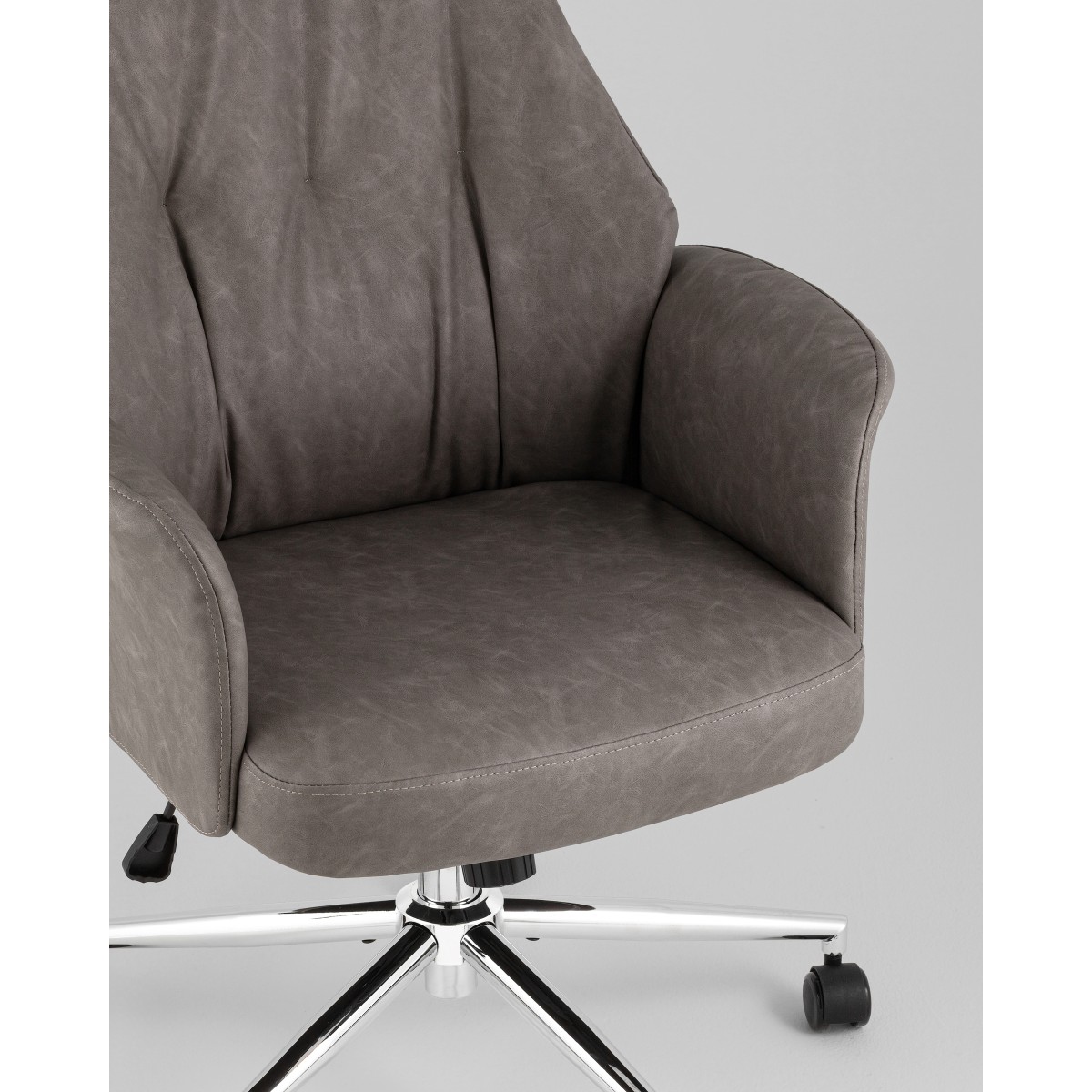 Кресло офисное TopChairs Neoma серый экокожа