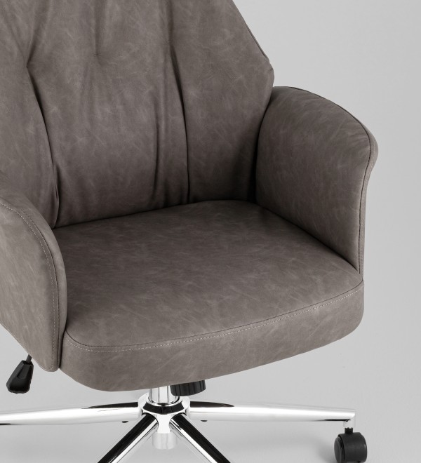Кресло офисное TopChairs Neoma серый экокожа