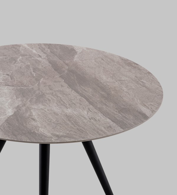 Стол Ники круглый столешница керамика Italian light grey 900