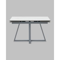 Стол Керас 120-180/80/75 столешница МДФ16/керамика Snow white подстолье металл серый