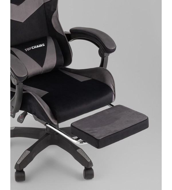 Кресло спортивное TopChairs MG-7019 велюр черно-серый