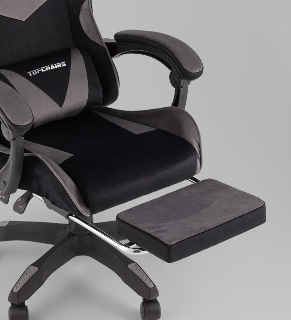 Кресло спортивное TopChairs MG-7019 велюр черно-серый