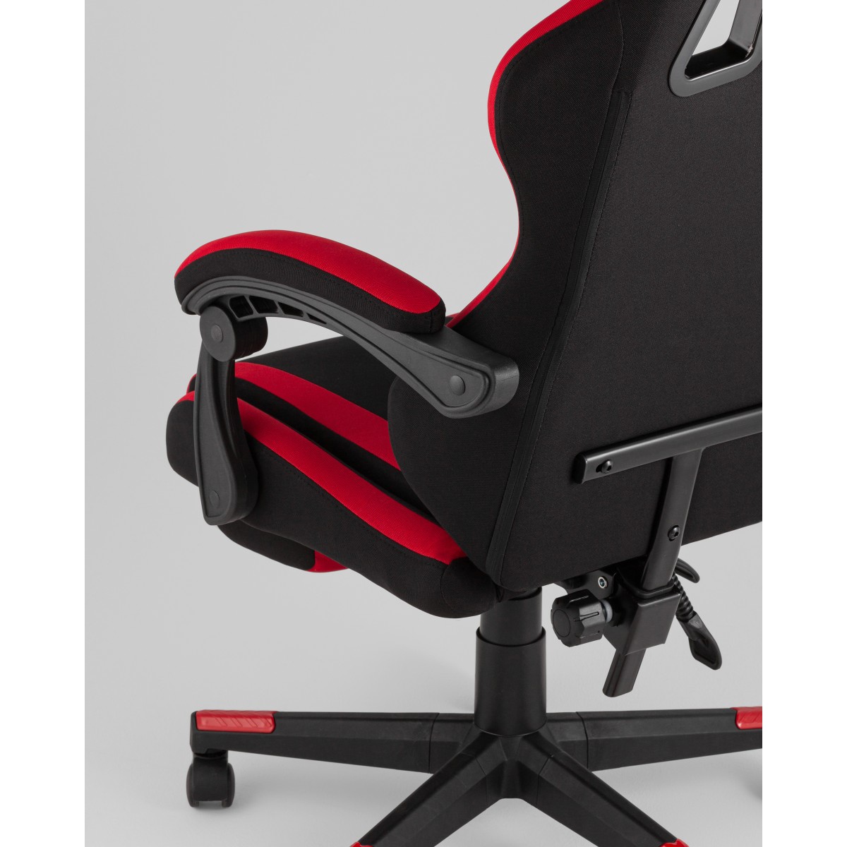 Кресло спортивное TopChairs Prophet с оттоманкой ткань черно-красный