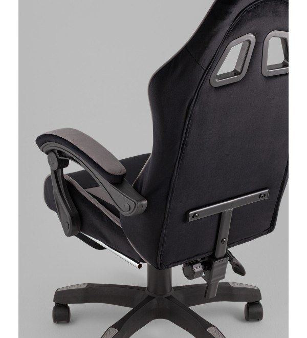 Кресло спортивное TopChairs MG-7019 велюр черно-серый