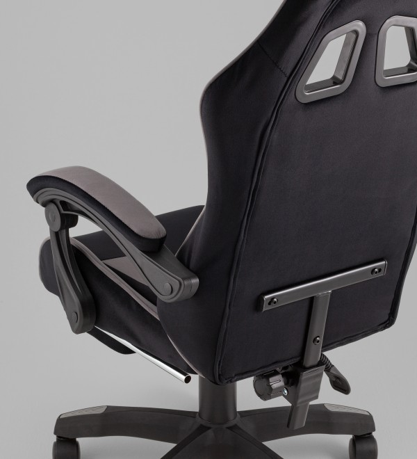Кресло спортивное TopChairs MG-7019 велюр черно-серый