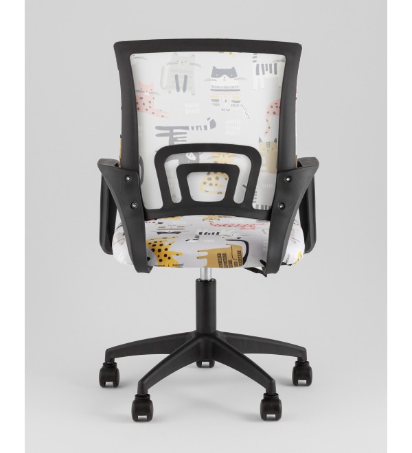 Кресло офисное TopChairs Simple SN Junior принт Blue Cats пластик черный